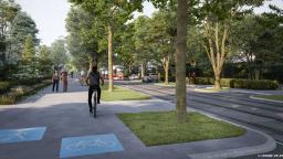 Visualisierung zur Umgestaltung der Pötzleinsdorfer Straße. (c)Mobilitätsagentur Wien/zoomvp.at