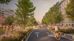 Neuer Zwei-Richtungs-Radweg am umgestalteten Naschmarkt zwischen Margaritensteg und Linker Wienzeile – ©Mobilitätsagentur Wien/ZOOMVP.AT