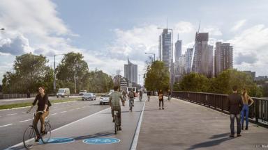 Visualisierung des geplanten Radwegs auf der Kagraner Brücke, Wagramer Straße. (c)ZOOMVP.at/Mobilitätsagentur Wien